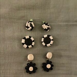 Chic Black and White 3 piece Earrings Set